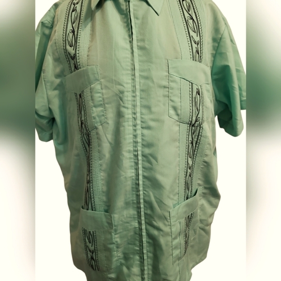 Haband Guatavera Turquoise Short Sleeve Large Shirt with Embroidery - Picture 11 of 11